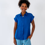 Ladies Sleeveless Linen Shirt