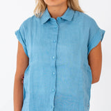 Ladies Sleeveless Linen Shirt