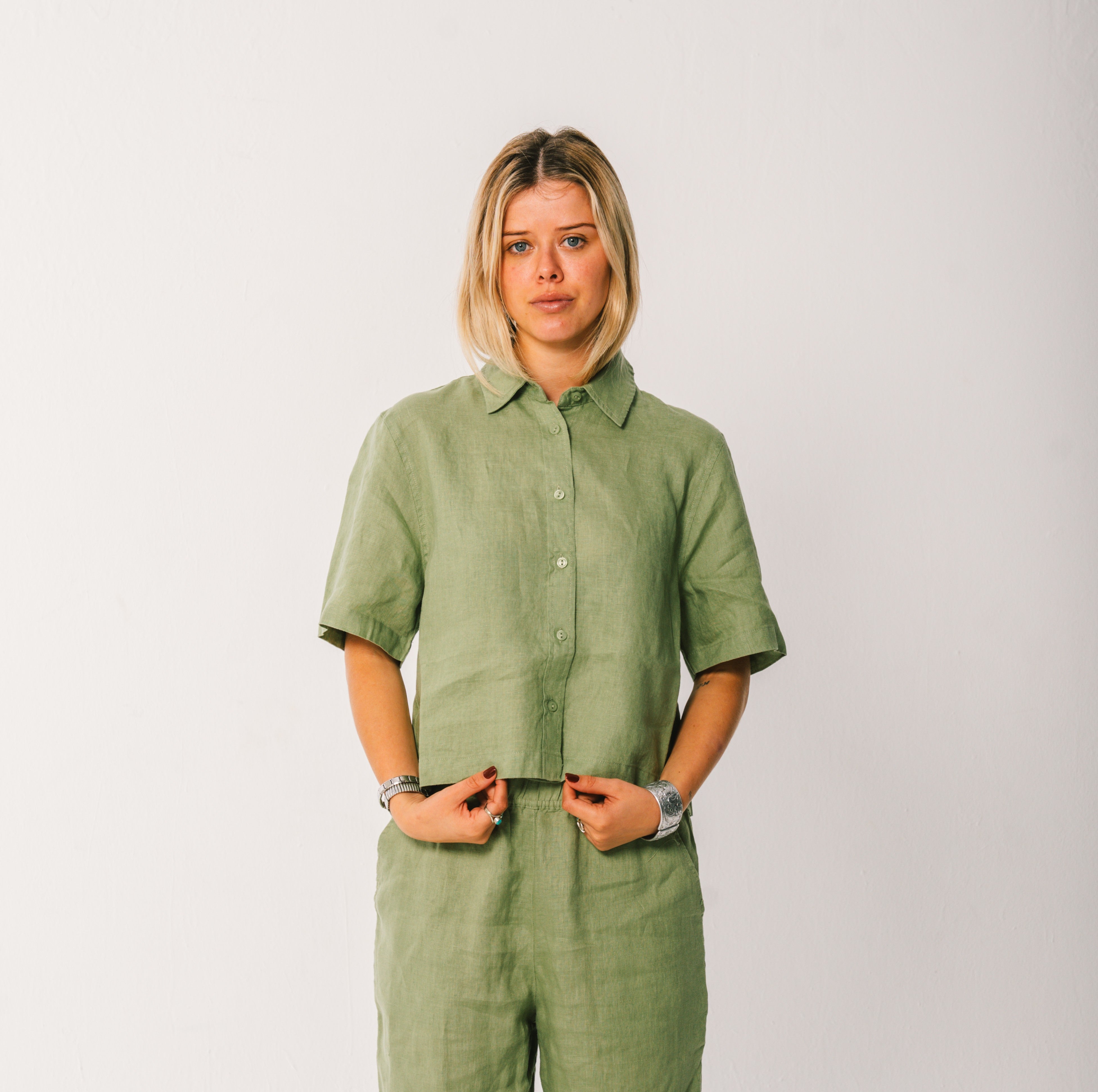 Linen Crop Shirt