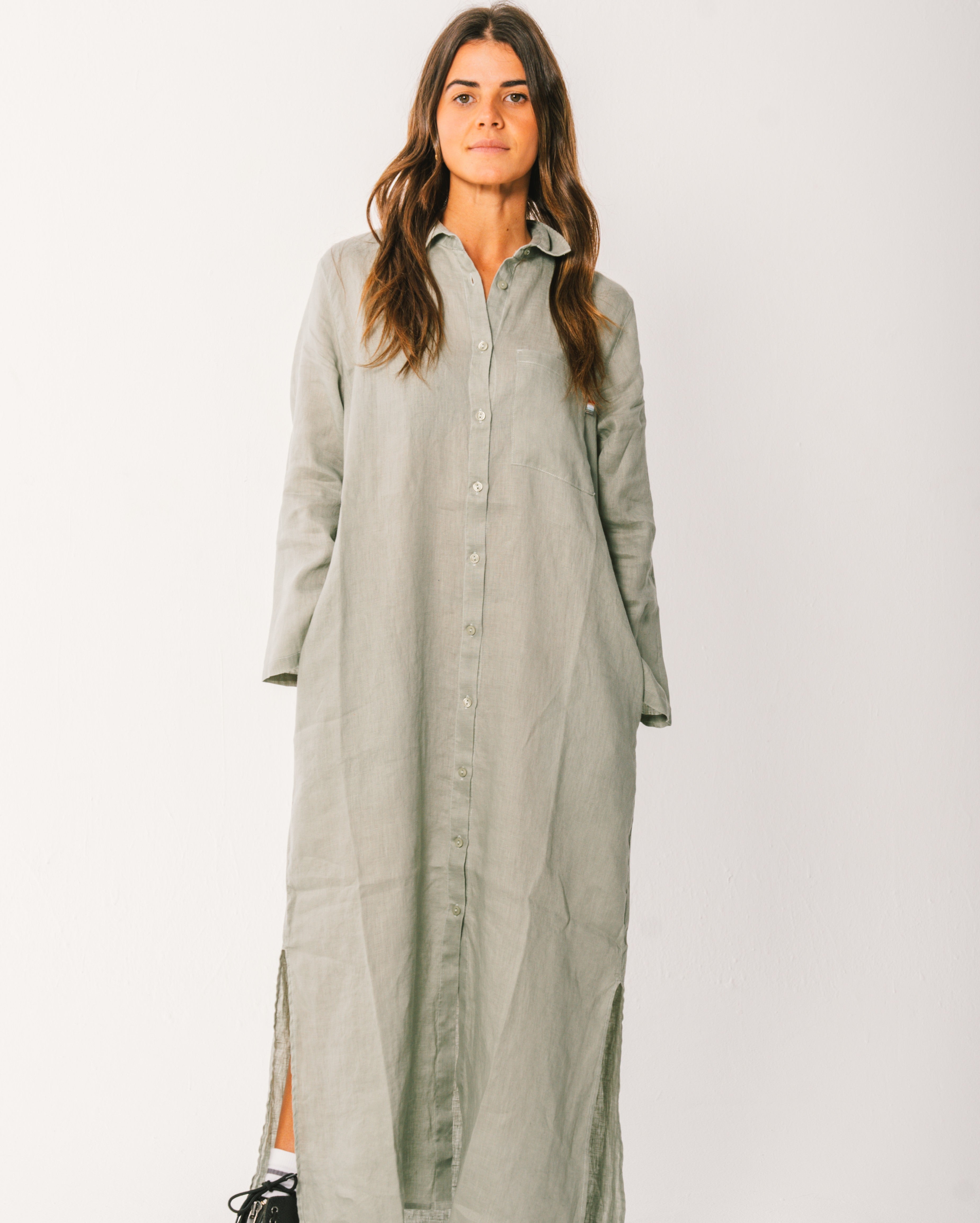 Long Linen Shirt Dress