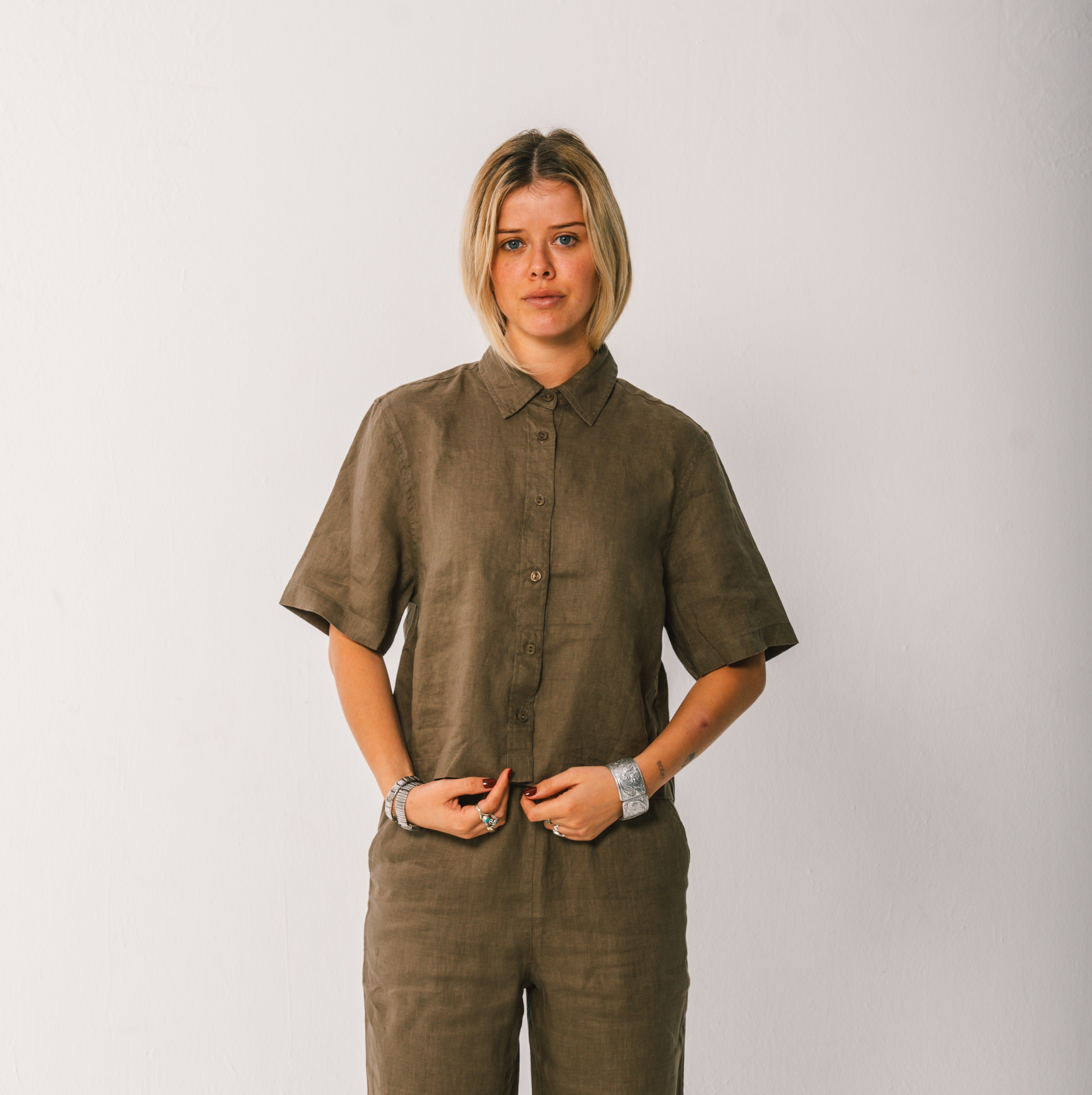 Linen Crop Shirt
