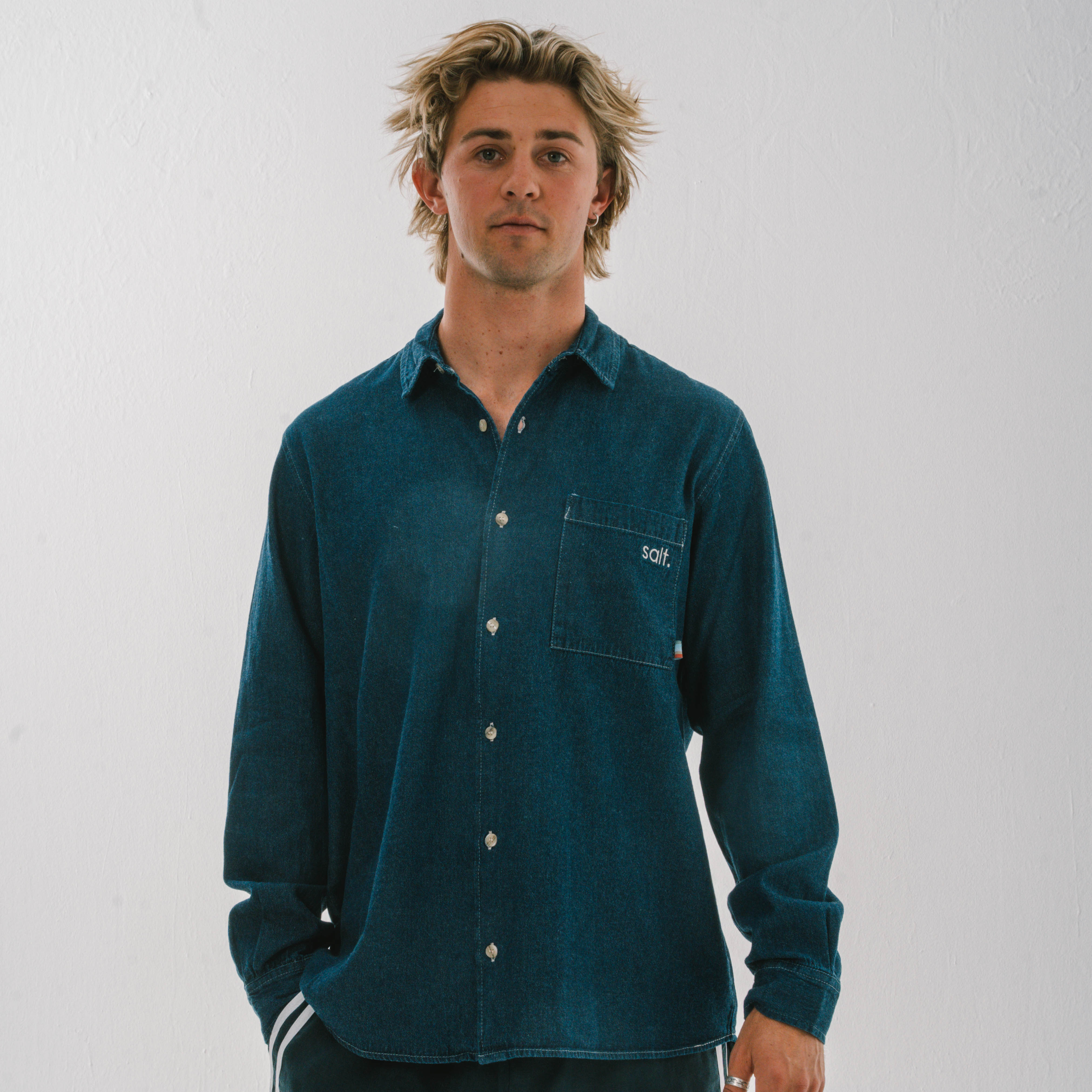 Men Long Sleeve Denim Shirt