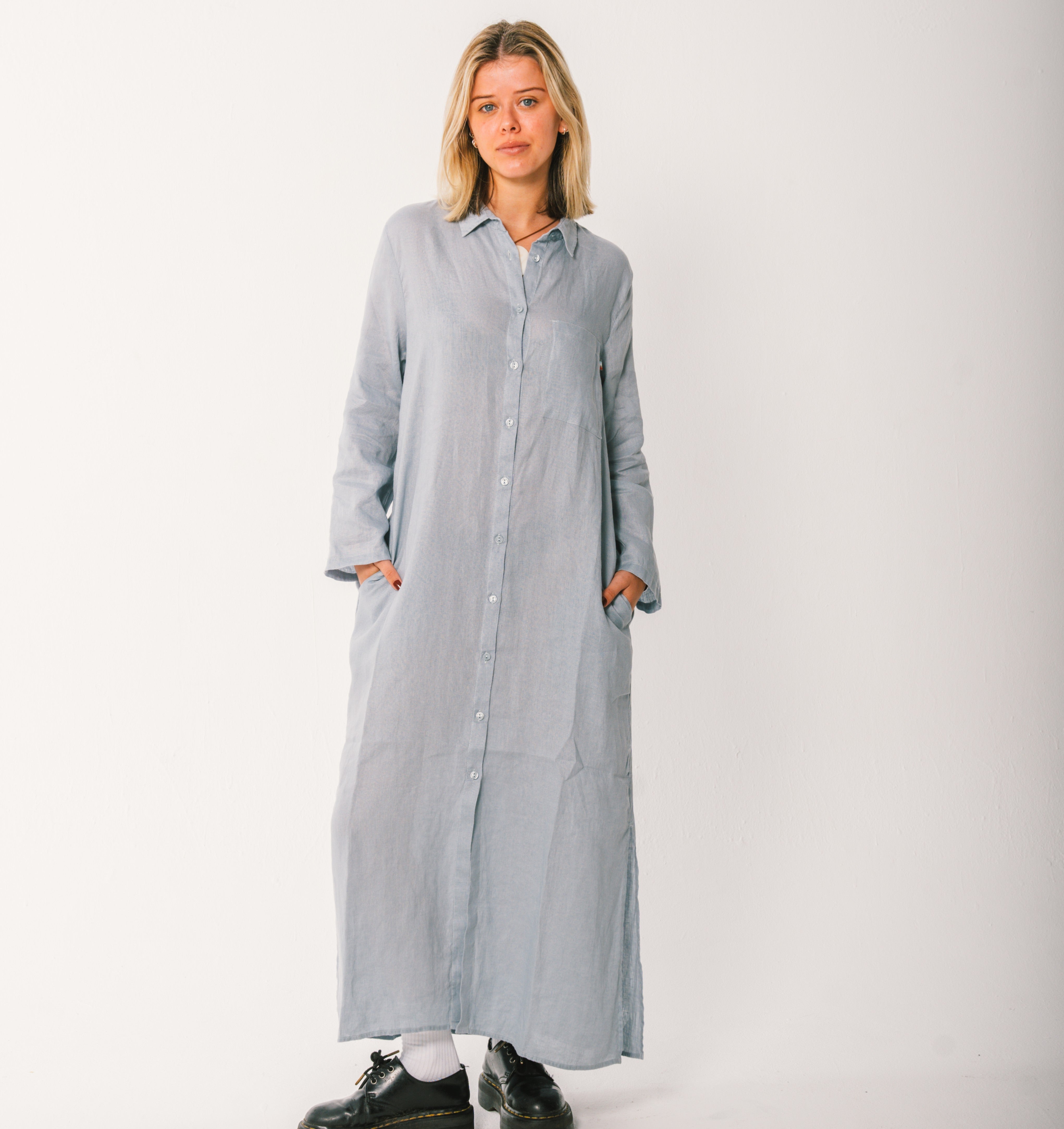 Long Linen Shirt Dress
