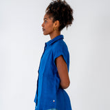 Ladies Sleeveless Linen Shirt