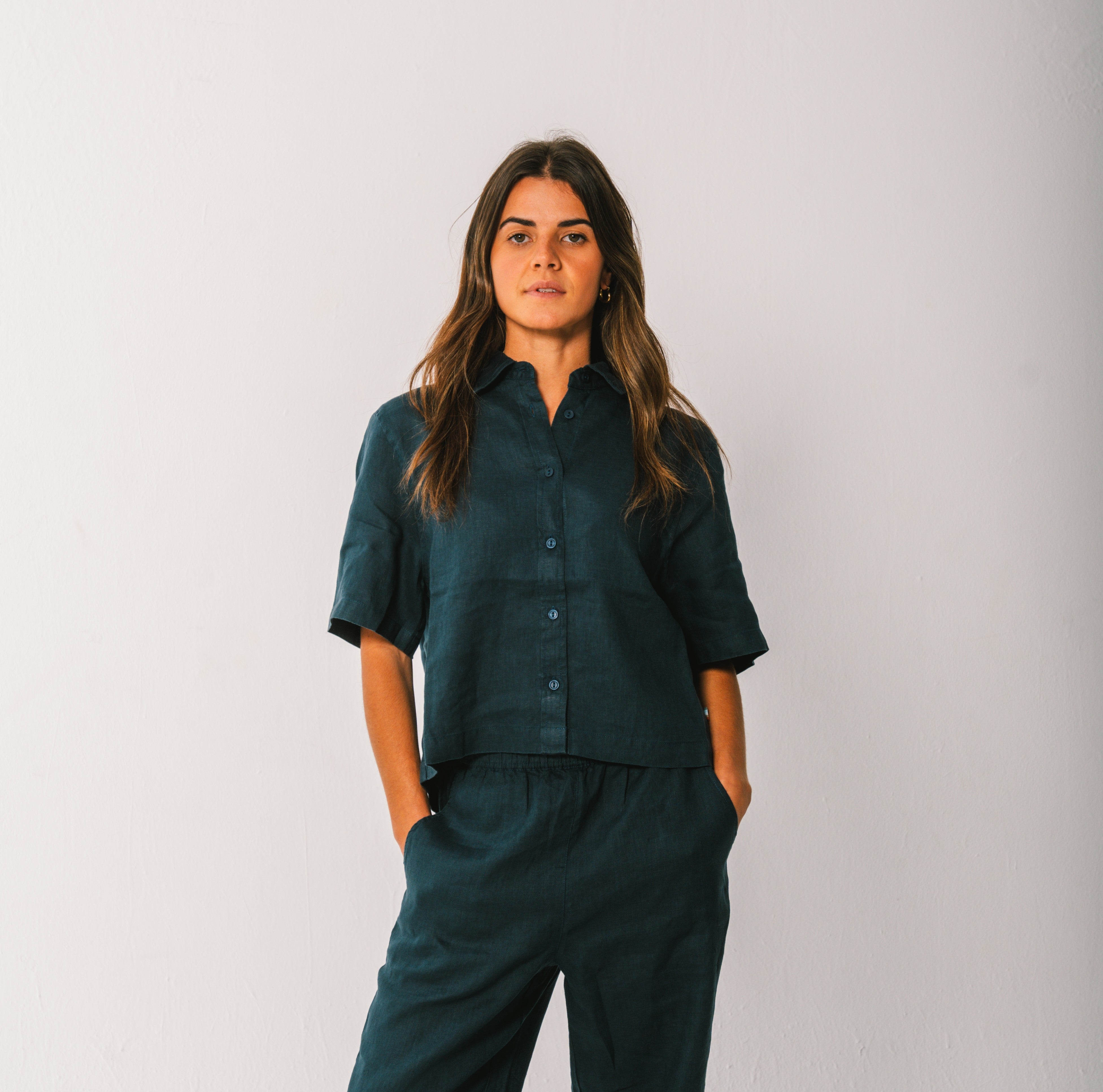Linen Crop Shirt