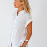 Ladies Sleeveless Linen Shirt
